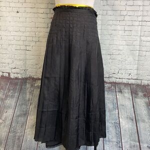 Biya Johnny Was Silk Pleated A-line Skirt Faux Wrap Large Balletcore Luxury